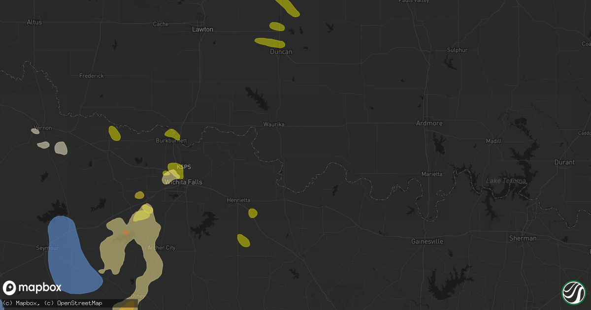 Hail map in Ryan, OK on July 5, 2026