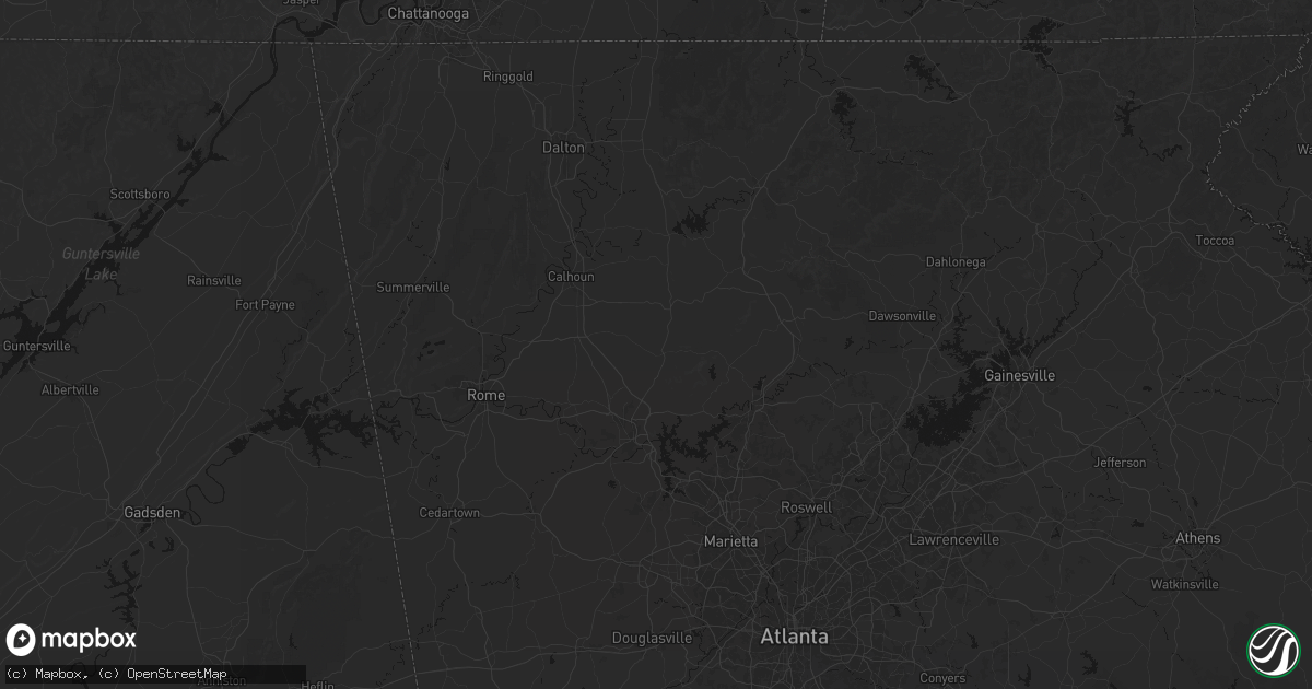 Hail map in Rydal, GA on July 5, 2026