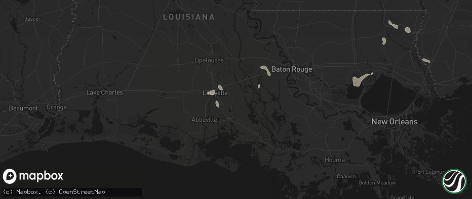 Hail map in Saint Martinville, LA on July 5, 2026