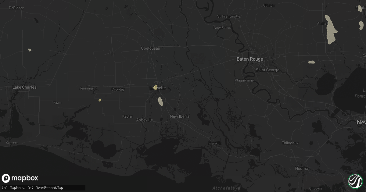 Hail map in Saint Martinville, LA on July 5, 2026