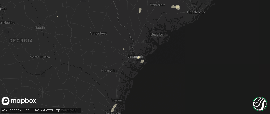 Hail map in Savannah, GA on July 5, 2026