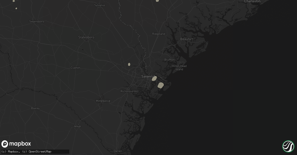 Hail map in Savannah, GA on July 5, 2026