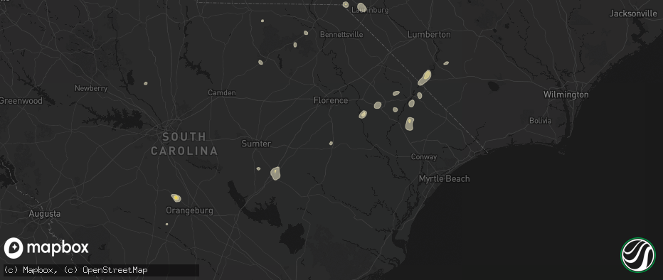 Hail map in Scranton, SC on July 5, 2026