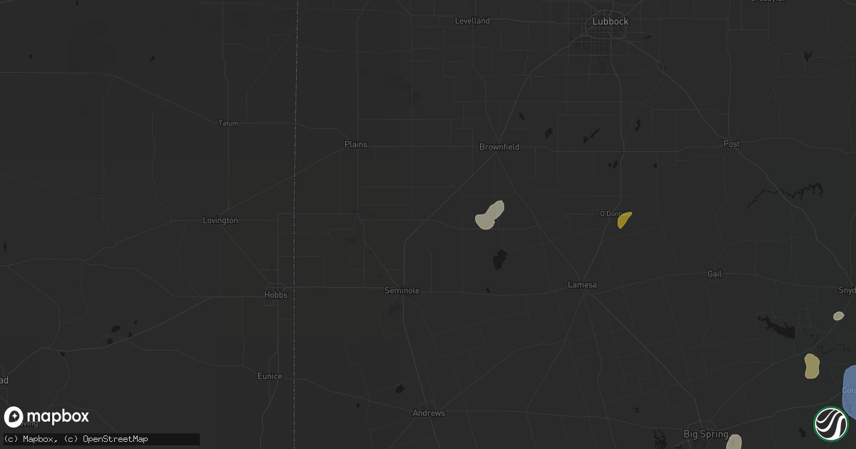 Hail map in Seagraves, TX on July 5, 2026