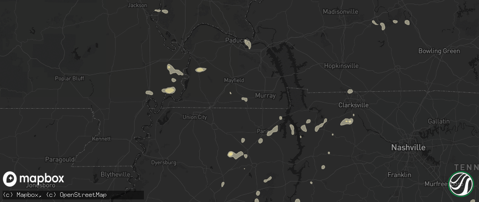 Hail map in Sedalia, KY on July 5, 2026