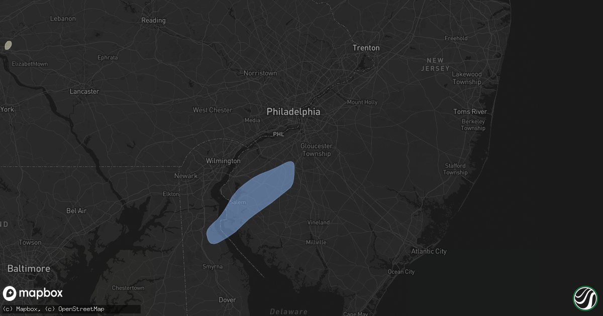 Hail map in Sewell, NJ on July 5, 2026