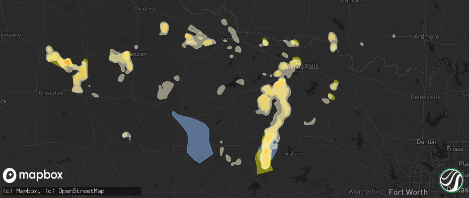 Hail map in Seymour, TX on July 5, 2026