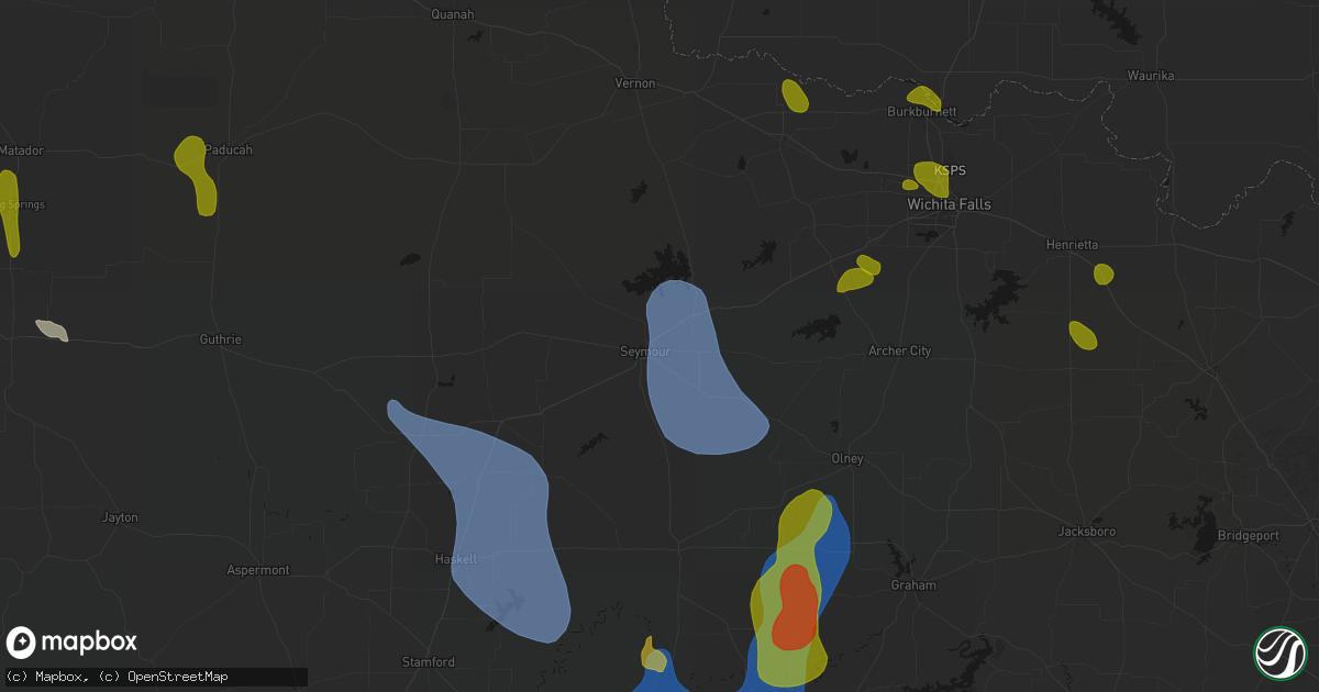 Hail map in Seymour, TX on July 5, 2026