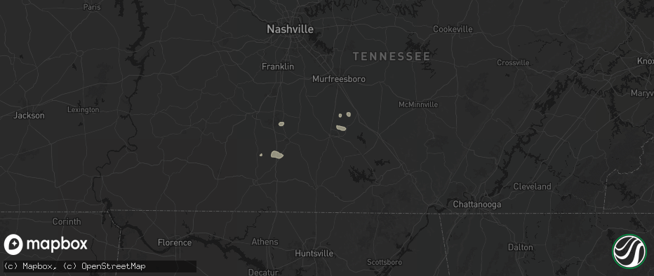 Hail map in Shelbyville, TN on July 5, 2026