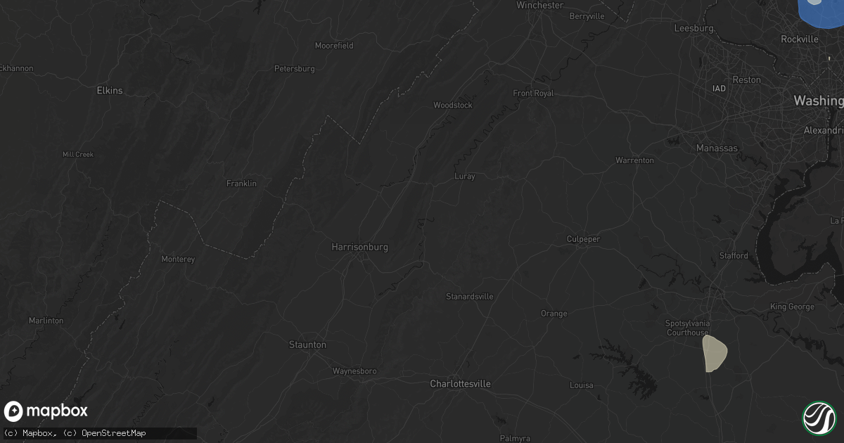Hail map in Shenandoah, VA on July 5, 2026