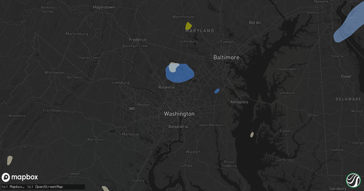 Hail map in Silver Spring, MD on July 5, 2026