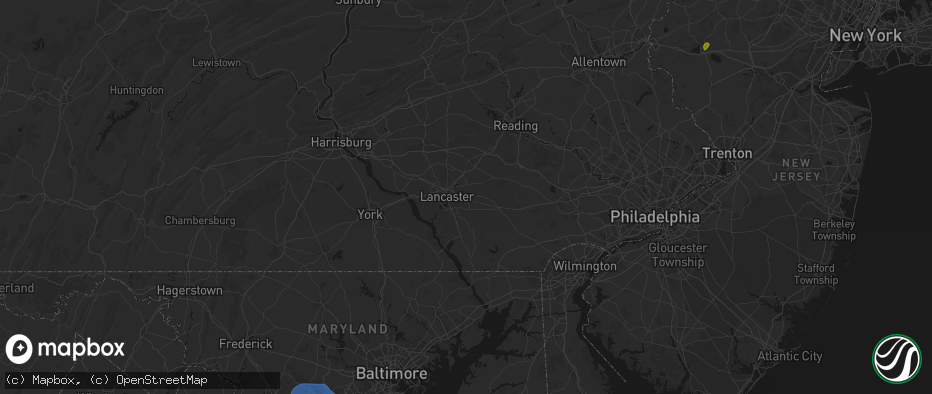 Hail map in Smoketown, PA on July 5, 2026