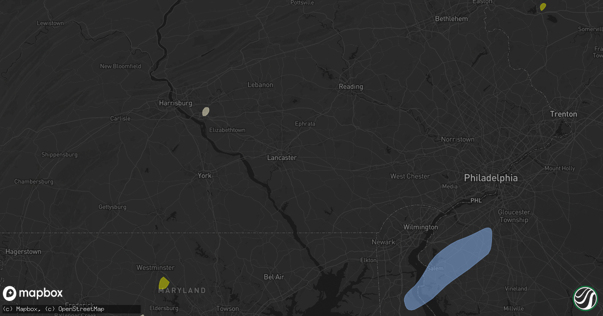 Hail map in Smoketown, PA on July 5, 2026