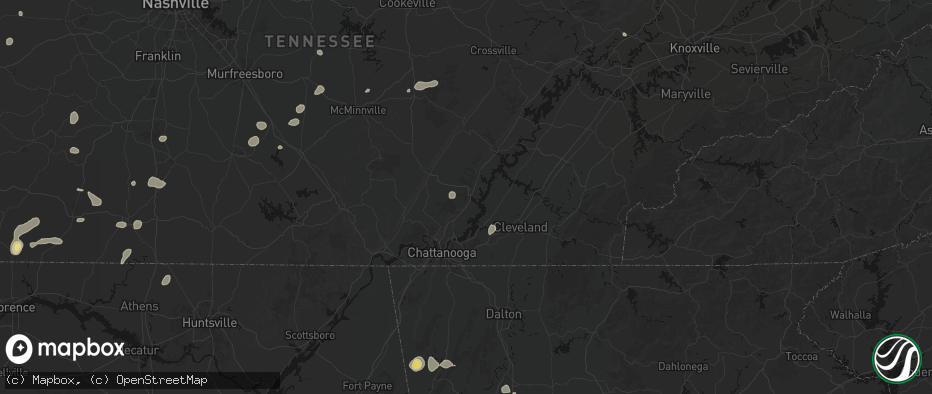 Hail map in Soddy Daisy, TN on July 5, 2026