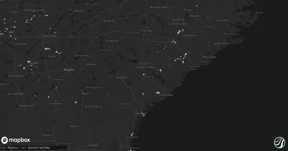 Hail map in South Carolina on July 5, 2026