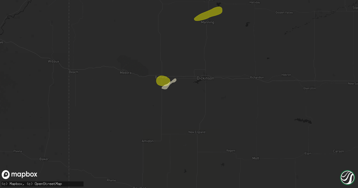 Hail map in South Heart, ND on July 5, 2026