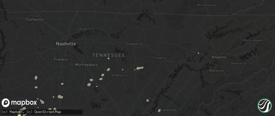 Hail map in Sparta, TN on July 5, 2026