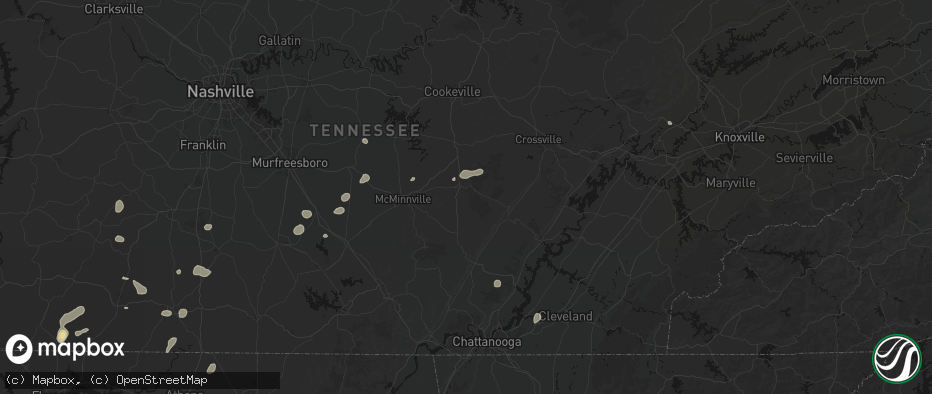 Hail map in Spencer, TN on July 5, 2026