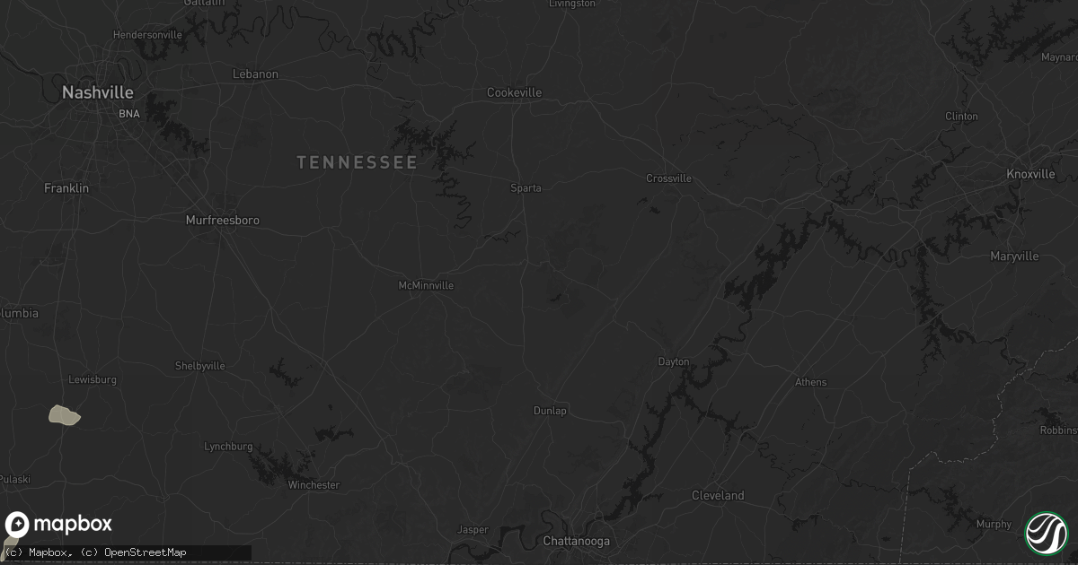 Hail map in Spencer, TN on July 5, 2026