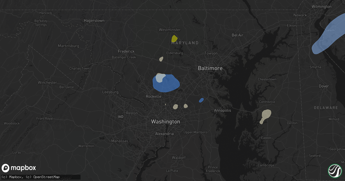 Hail map in Spencerville, MD on July 5, 2026