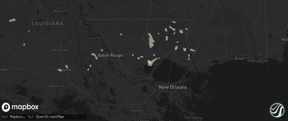 Hail map in Springfield, LA on July 5, 2026