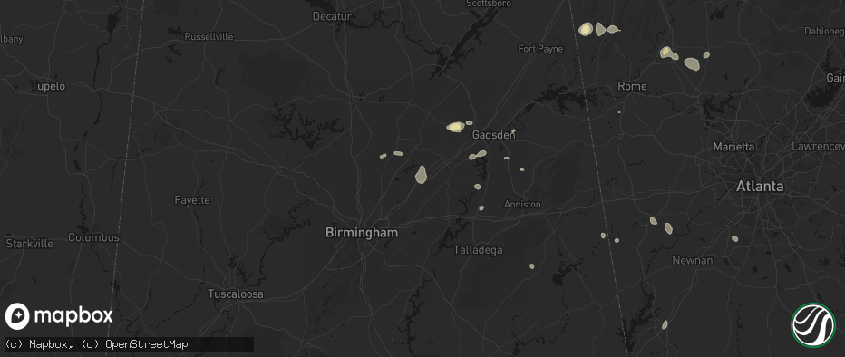 Hail map in Springville, AL on July 5, 2026