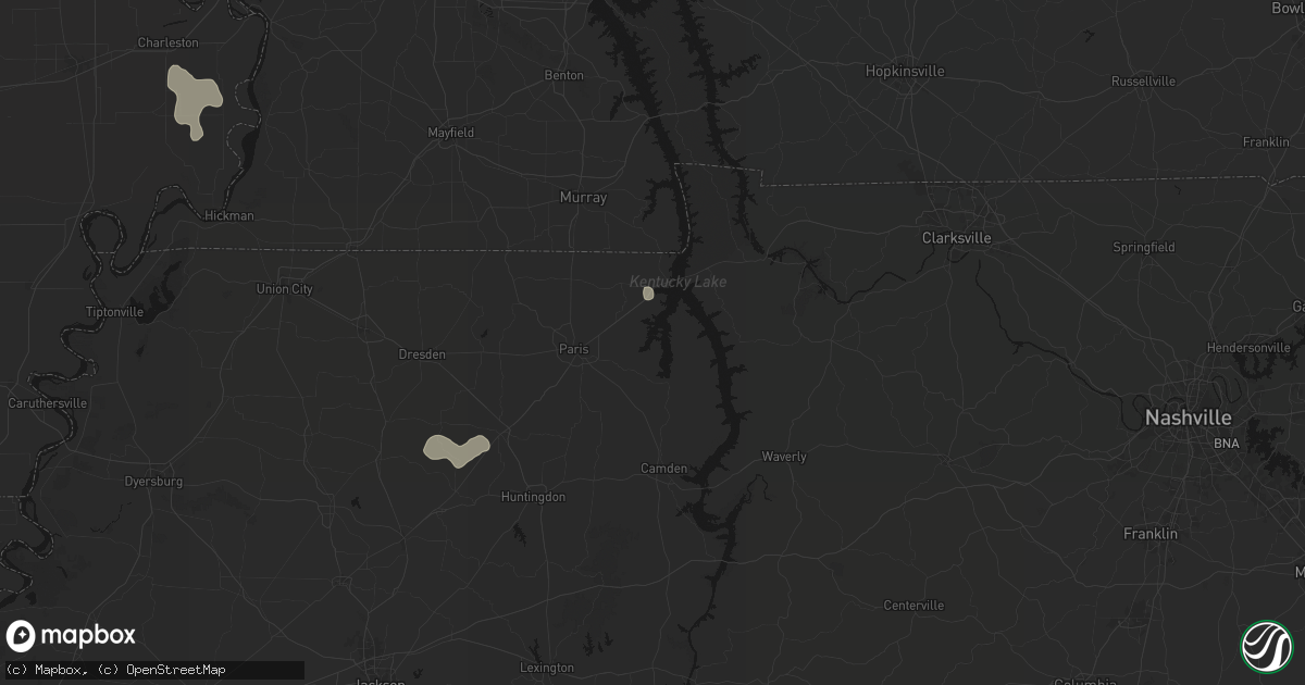 Hail map in Springville, TN on July 5, 2026