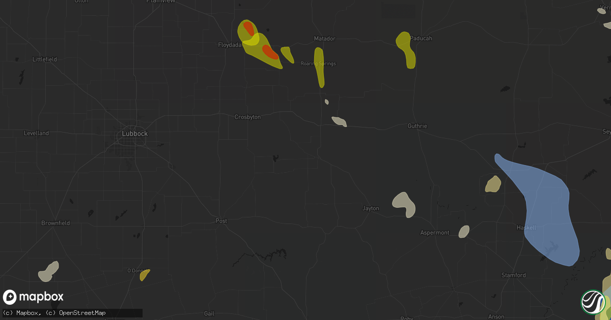 Hail map in Spur, TX on July 5, 2026