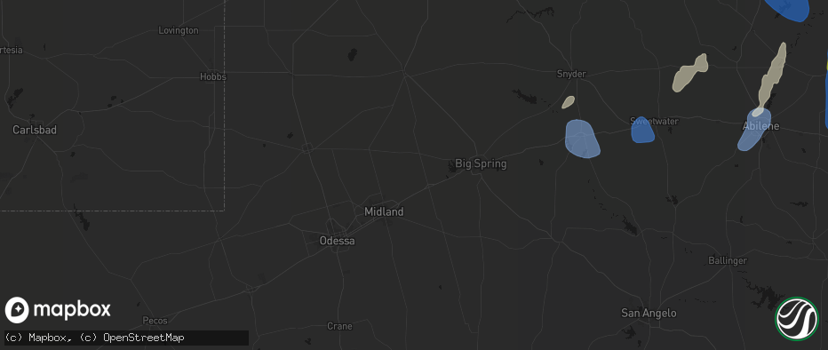 Hail map in Stanton, TX on July 5, 2026