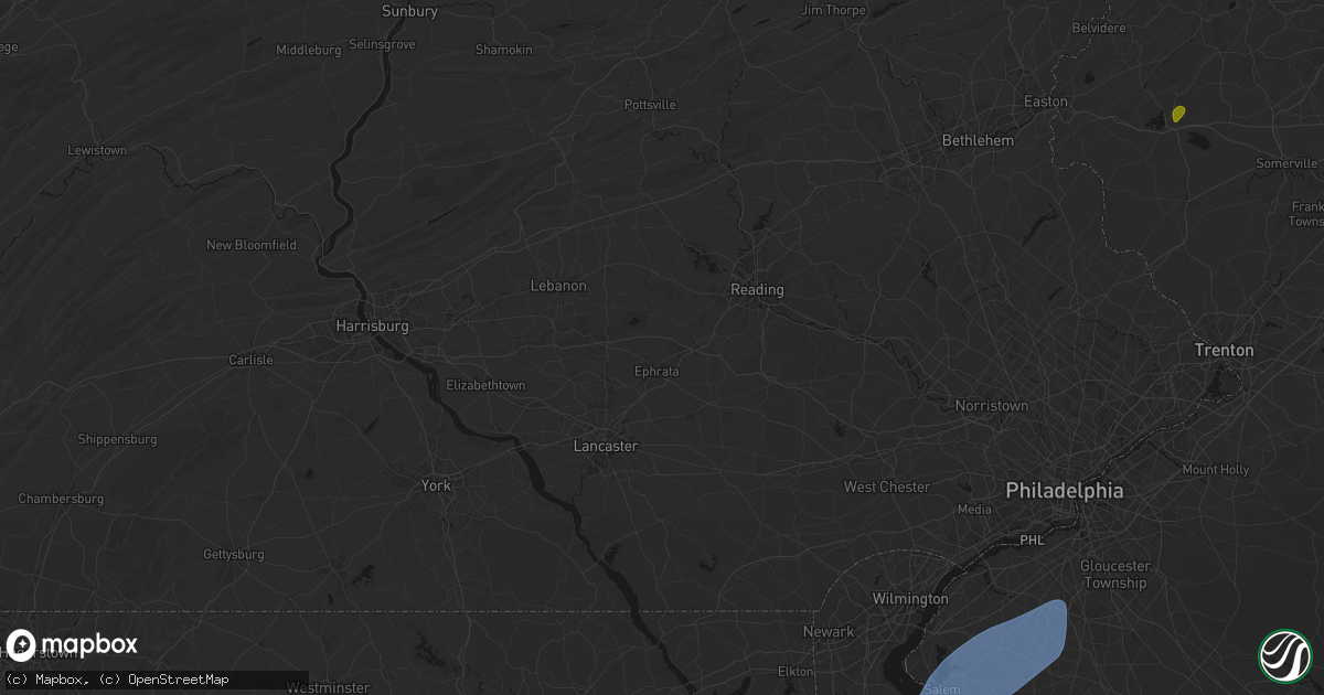 Hail map in Stevens, PA on July 5, 2026