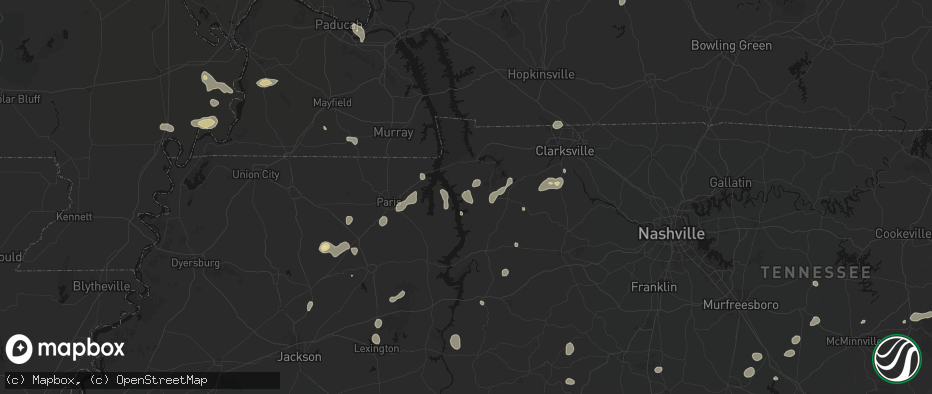 Hail map in Stewart, TN on July 5, 2026
