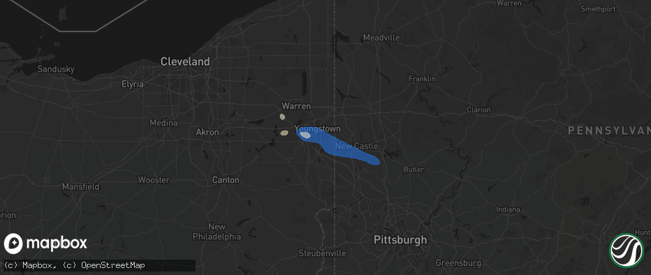 Hail map in Struthers, OH on July 5, 2026