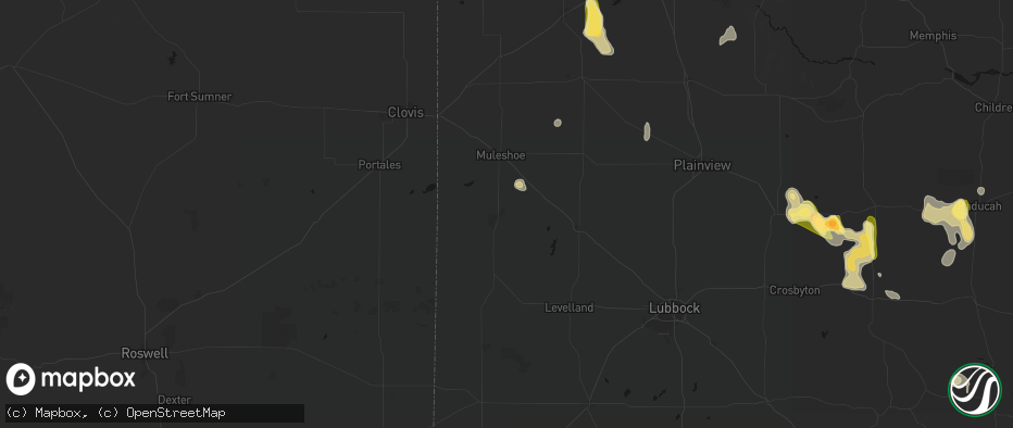 Hail map in Sudan, TX on July 5, 2026