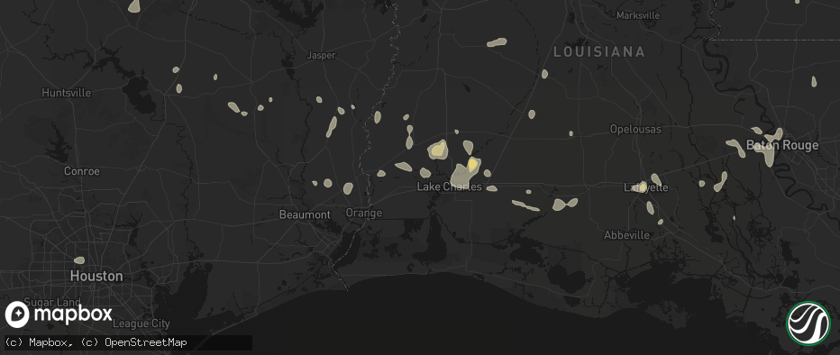 Hail map in Sulphur, LA on July 5, 2026