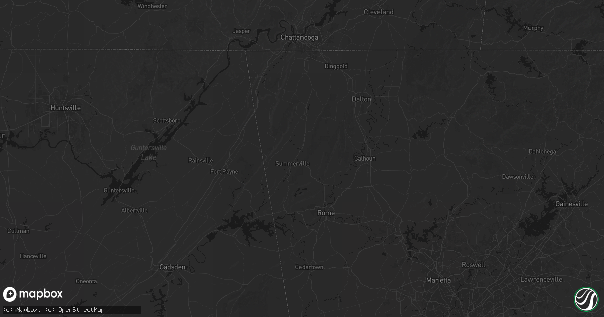 Hail map in Summerville, GA on July 5, 2026
