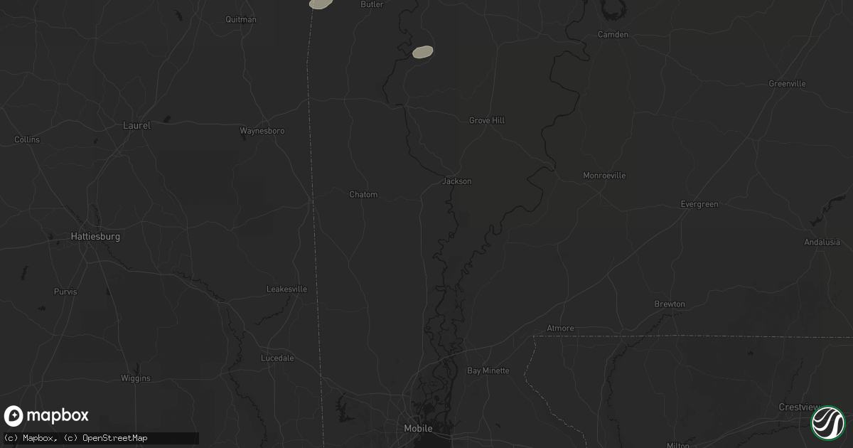Hail map in Sunflower, AL on July 5, 2026