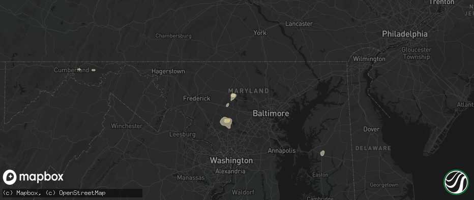 Hail map in Sykesville, MD on July 5, 2026