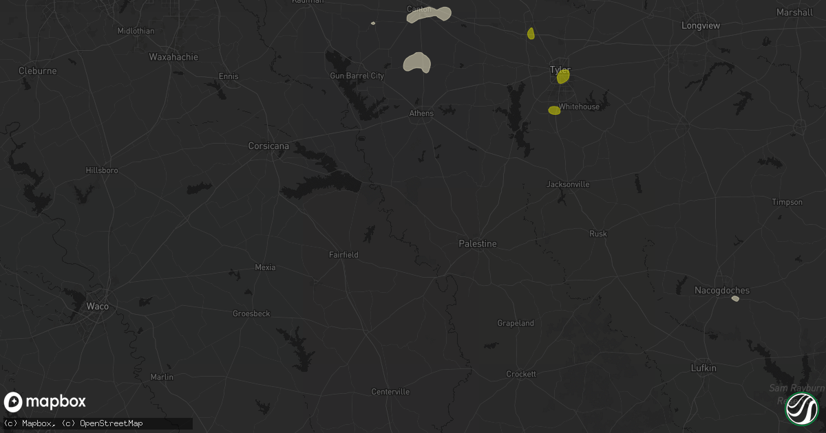 Hail map in Tennessee Colony, TX on July 5, 2026