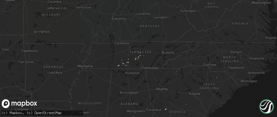 Hail map in Tennessee on July 5, 2026