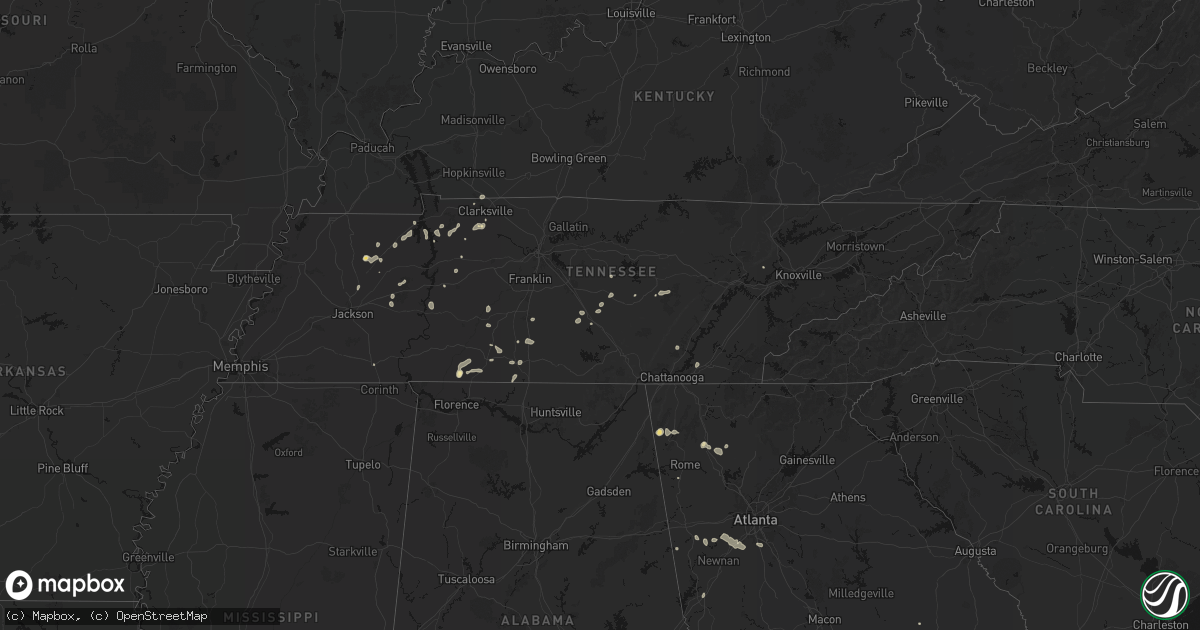 Hail map in Tennessee on July 5, 2026