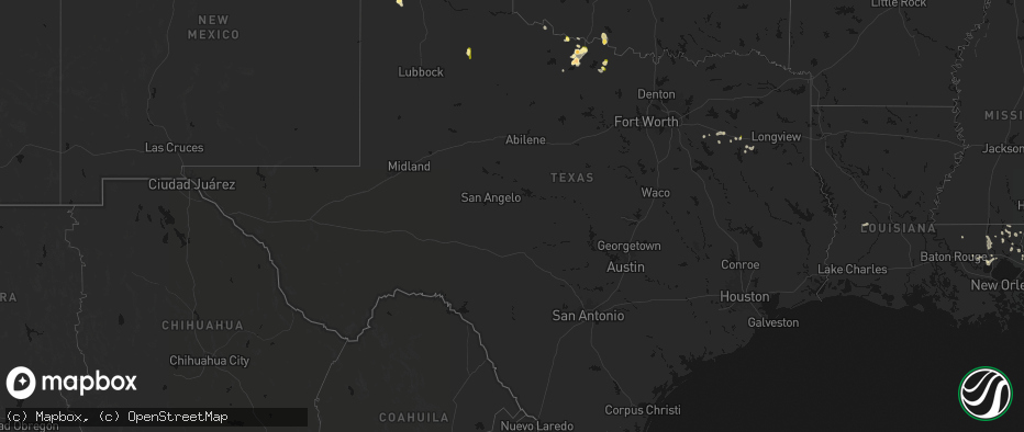 Hail map in Texas on July 5, 2026