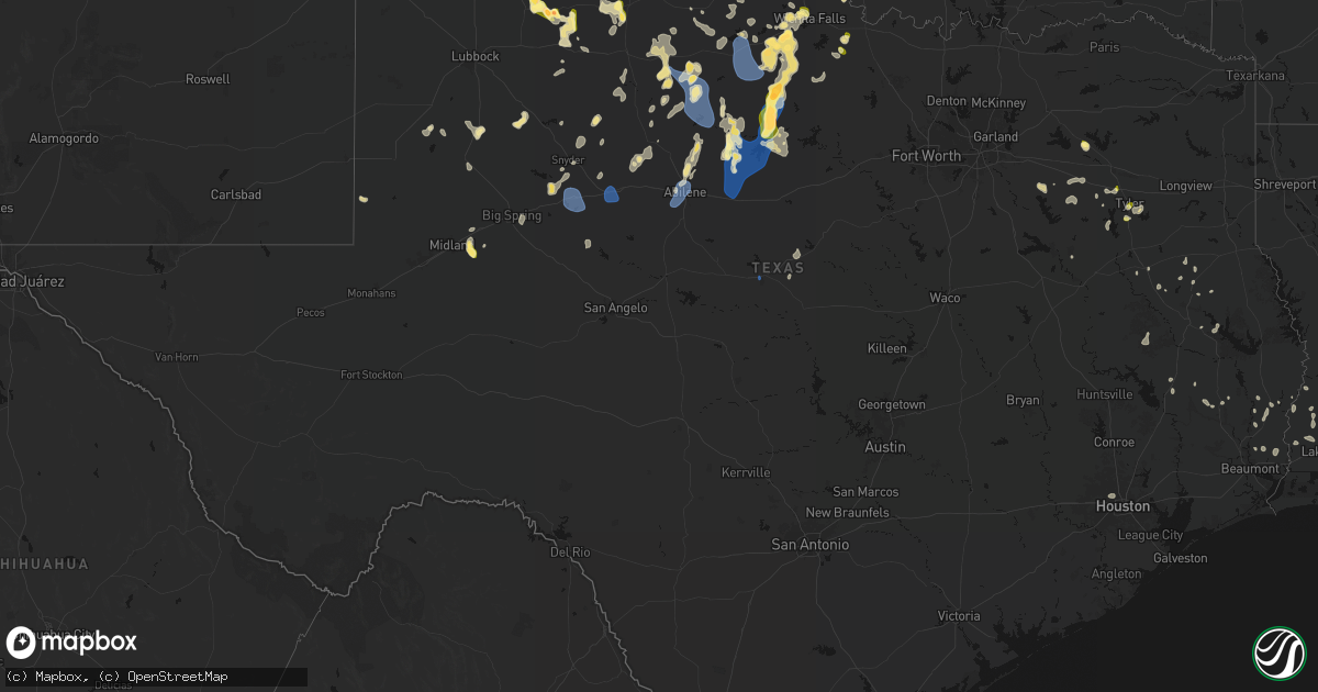 Hail map in Texas on July 5, 2026