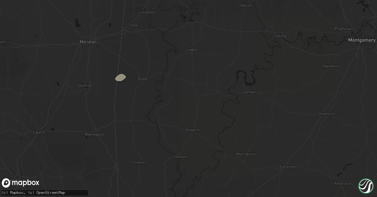 Hail map in Thomasville, AL on July 5, 2026