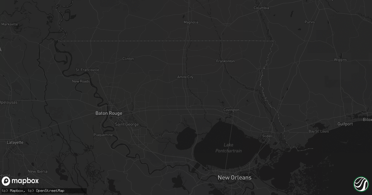 Hail map in Tickfaw, LA on July 5, 2026