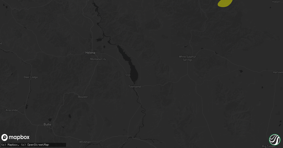Hail map in Townsend, MT on July 5, 2026