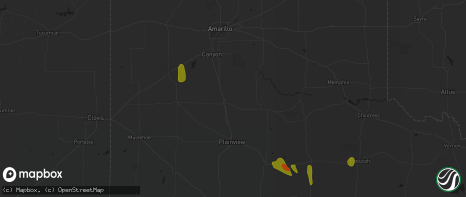 Hail map in Tulia, TX on July 5, 2026