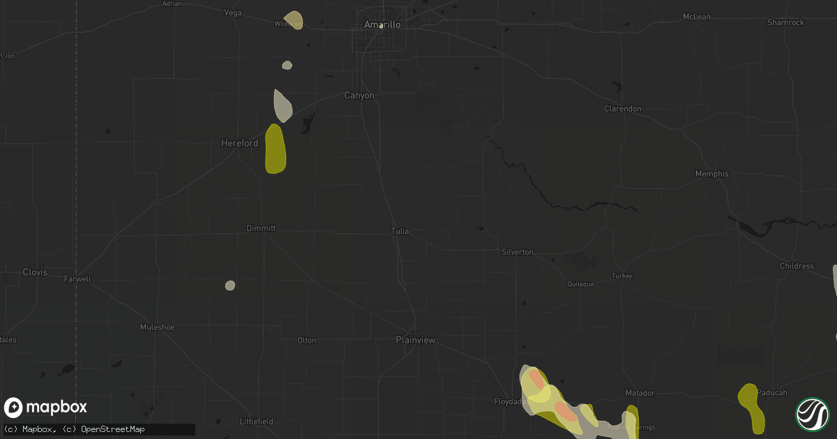 Hail map in Tulia, TX on July 5, 2026