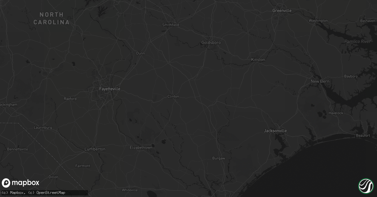 Hail map in Turkey, NC on July 5, 2026