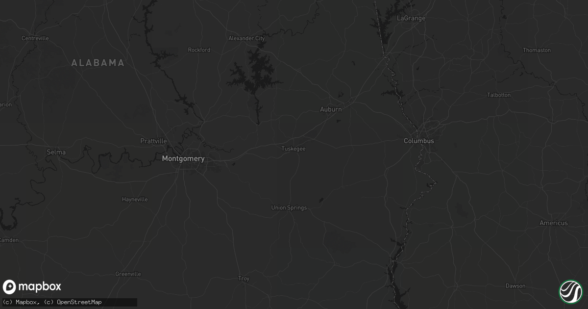 Hail map in Tuskegee, AL on July 5, 2026