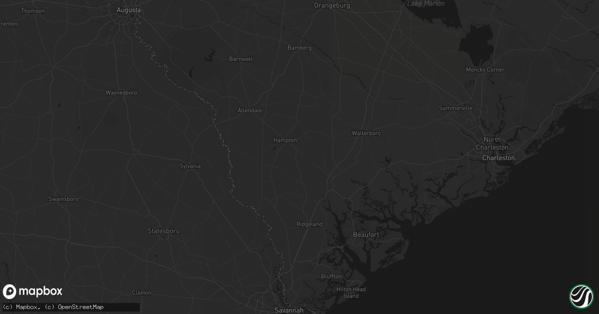 Hail map in Varnville, SC on July 5, 2026